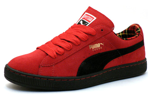 red and black puma trainers