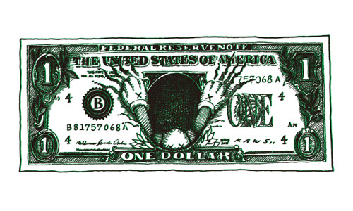 dollar bill artwork. counterfeit one dollar bills