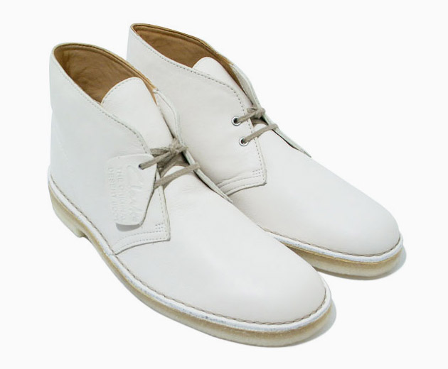 white leather clarks