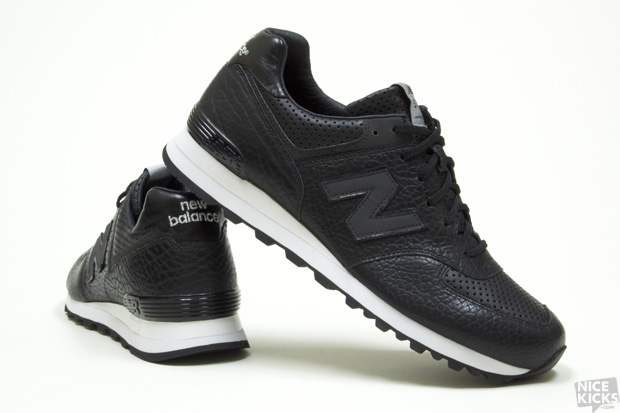 new balance 574 black and white leather