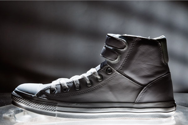 converse 2 strap leather hi top sneakers