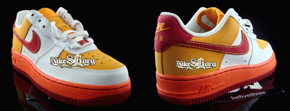 yellow and orange air force ones