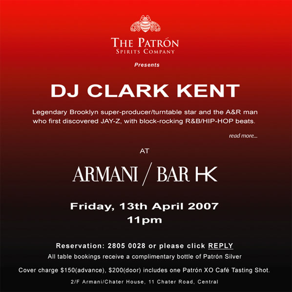 DJ Clark Kent - Armani / Bar HK April 13th