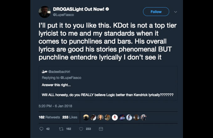 Lupe Fiasco Kendrick Lamar Not Top Tier Lyricist