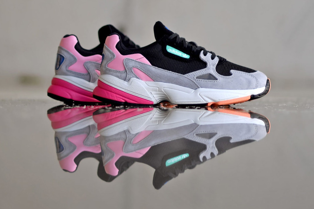 adidas falcon trainers core black light pink