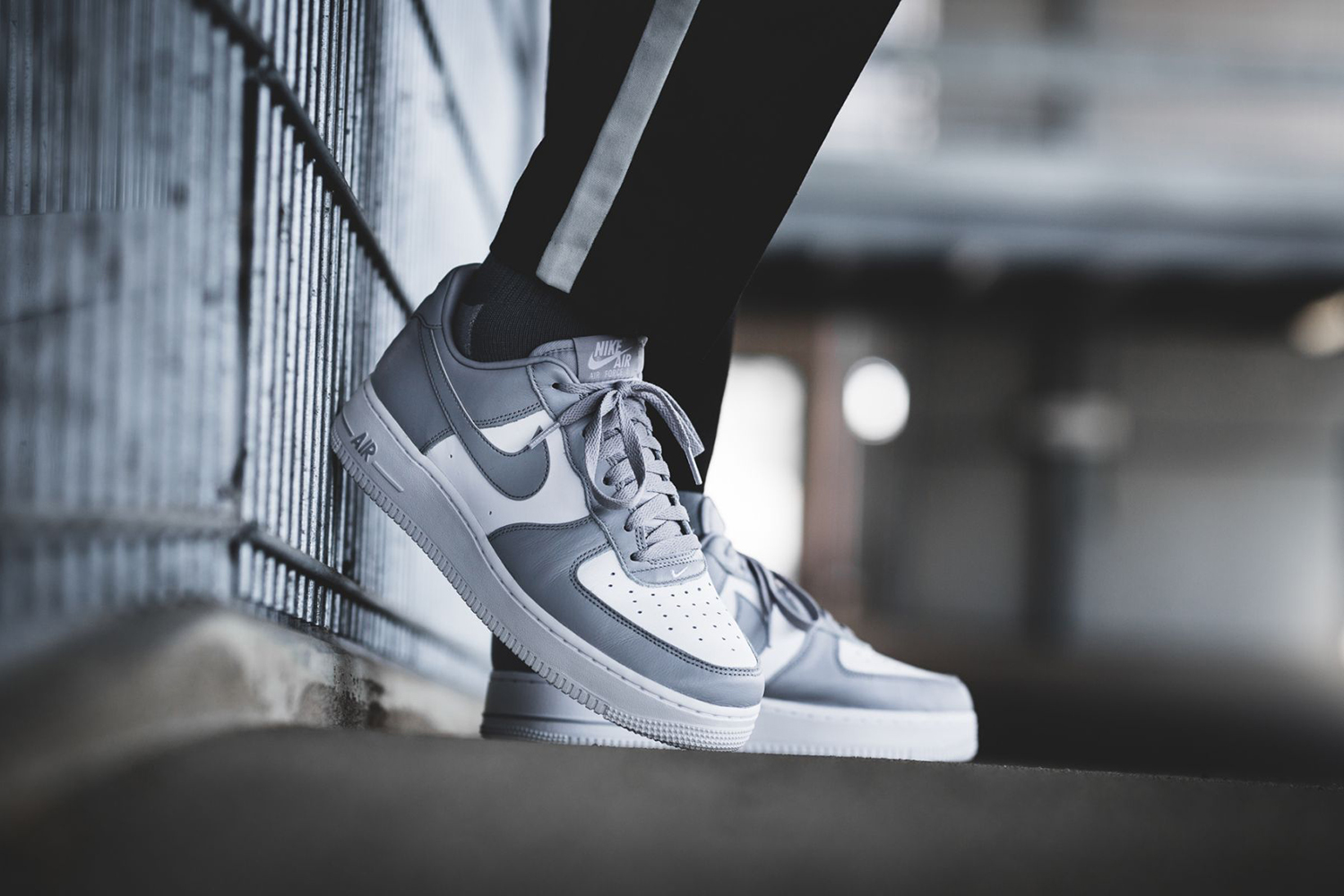 grey and white air force 1
