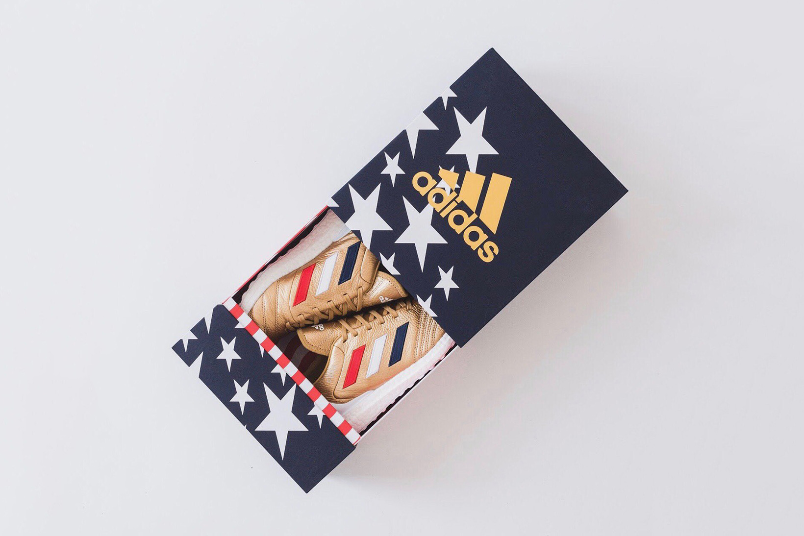 Ronnie Fieg KITH adidas Soccer UltraBOOST Preview ultra boost gold red white blue ace purecontrol copa 2018 release date info drop teaser ace 16 + america usa flag colorway