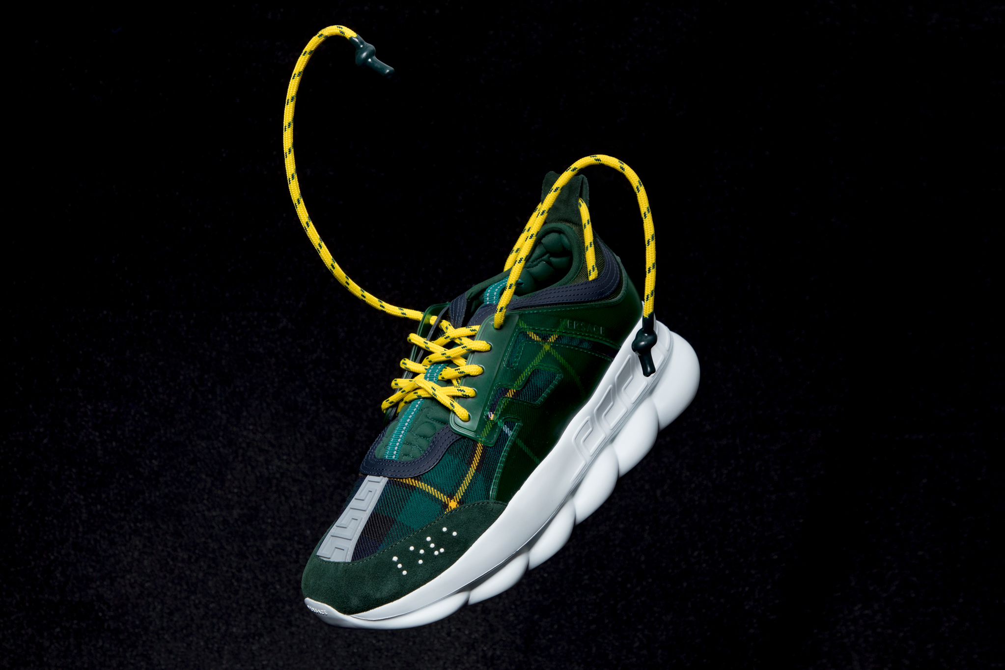 Versace Chain Reaction Sneakers In Green Yellow