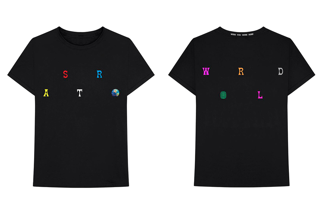 Travis Scott Astroworld Merch Collection Drop 7 short sleeve t shirt Scattered Color Logo Slides pre sale ticket access