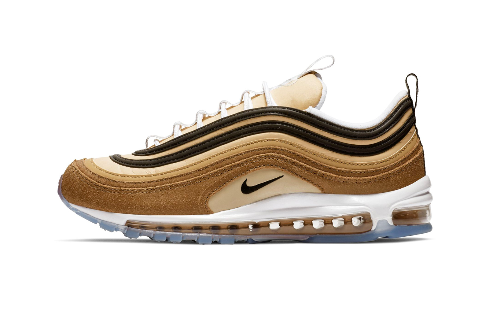 Nike Air Max 97 "Elemental Gold" Barcode Sole unit colorway release date info ALE BROWN / BLACK - ELEMENTAL GOLD