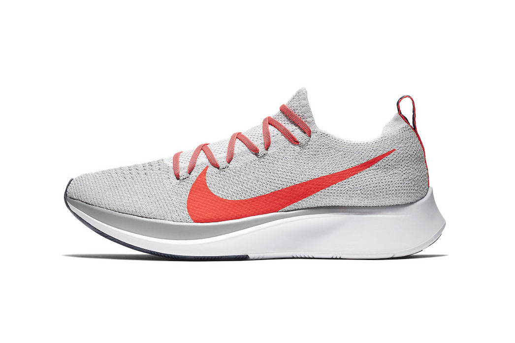 Nike Zoom Fly Pure Platinum Bright Crimson Flyknit sneaker colorway release date info 