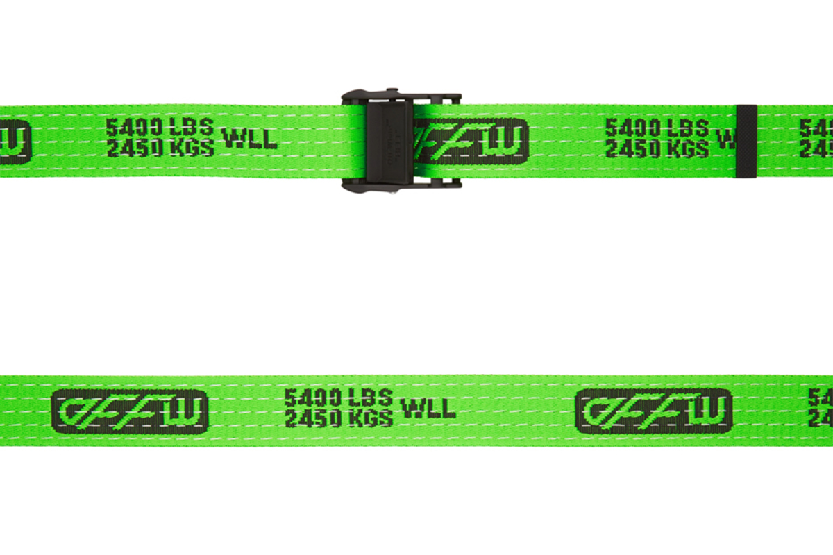 Off-white Paperclip Chain Belt In Green