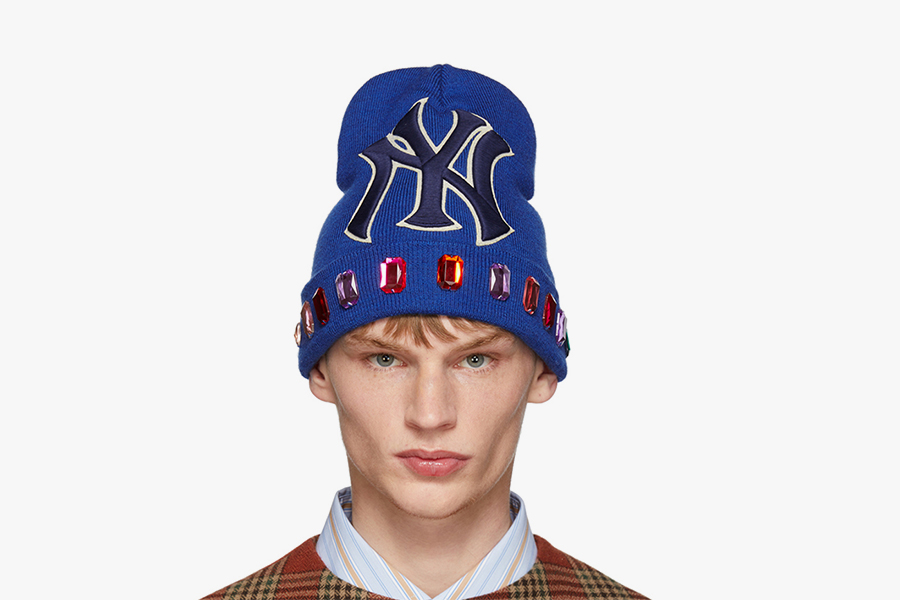 Gucci Blue NY Yankees Edition Crystal Wool Beanie