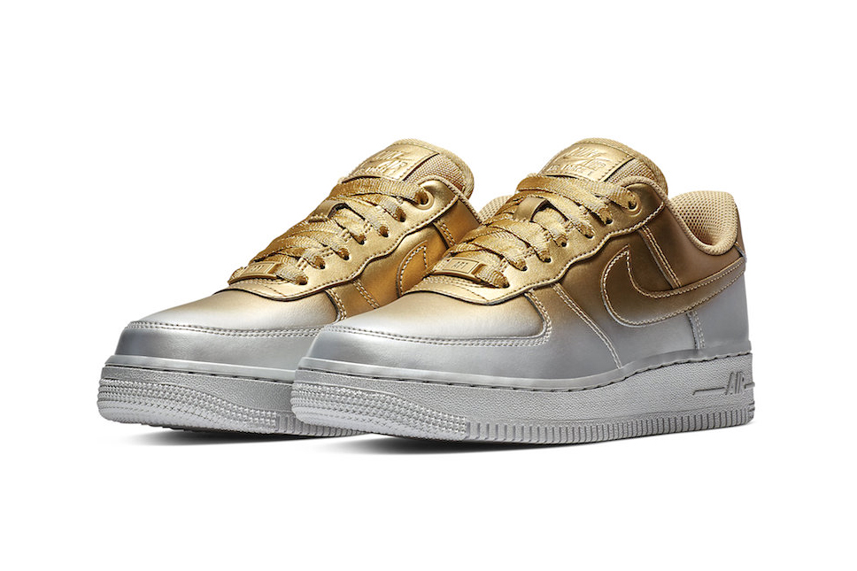 silver and gold air force ones