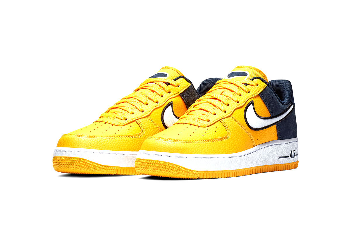 yellow and navy blue air force ones