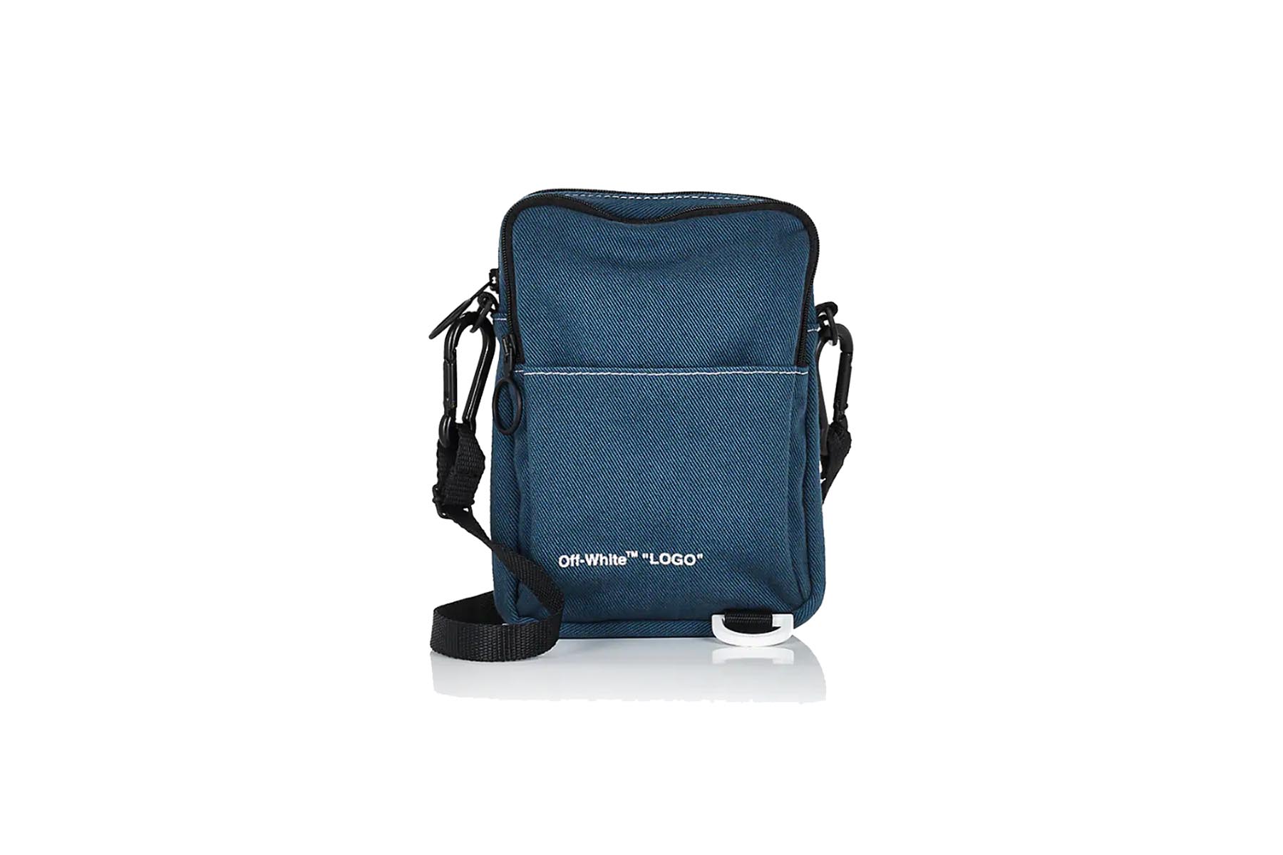 blue denim camera bag