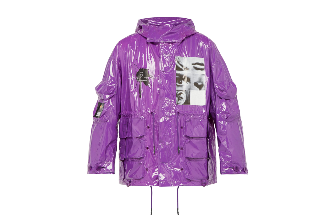 UNDERCOVER SS19 Pixelated Graphic Vinyl Parka release info drop date pricing purple jun takashi matchesfashion.com pockets cargo technical techwear military 
