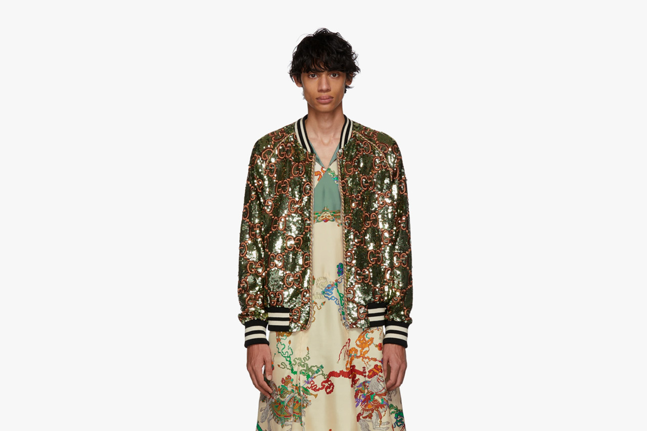 Gucci Green GG Sequin Bomber Jacket | Hypebeast