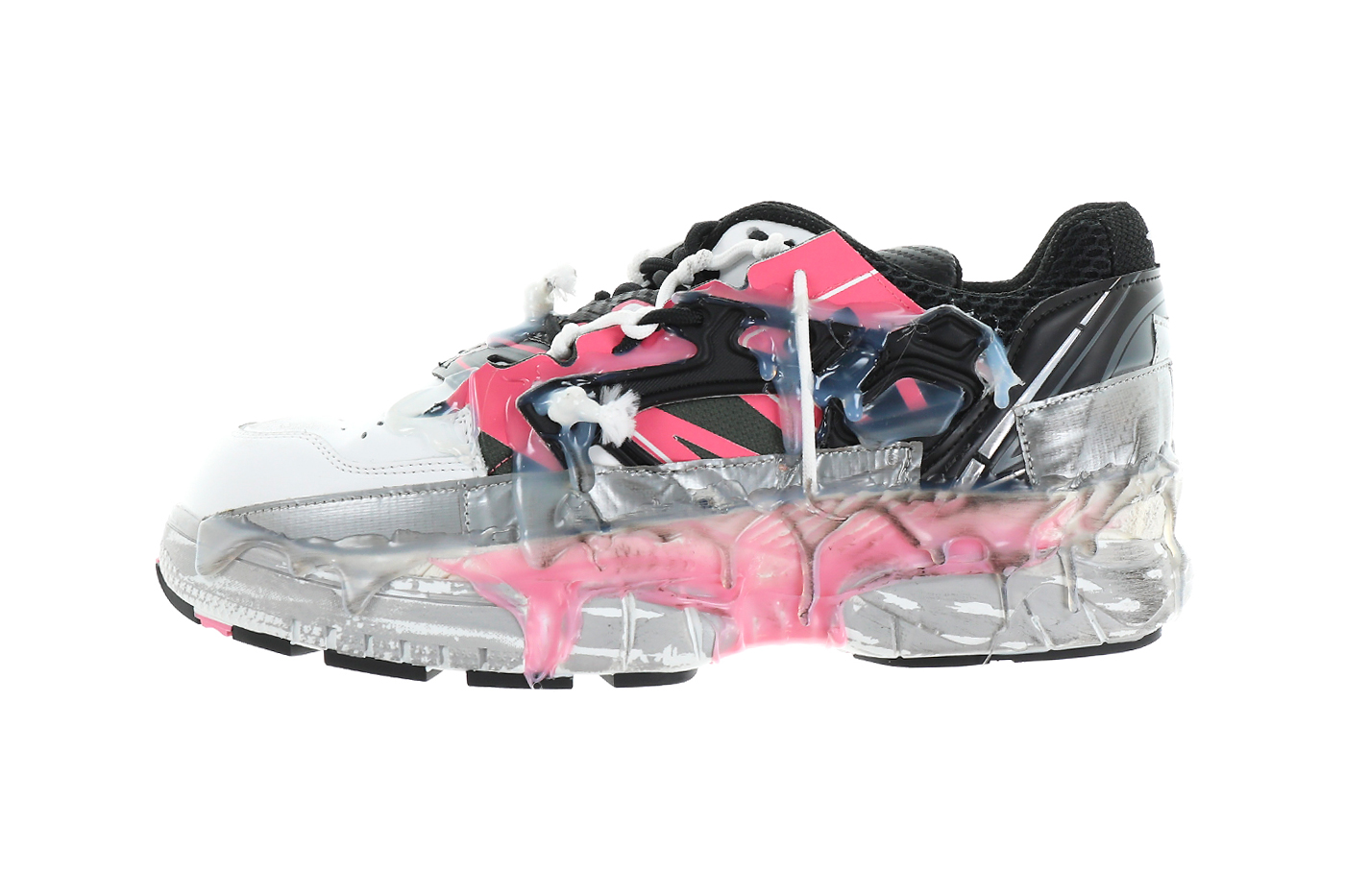 Maison Margiela Fusion Low Top Sneakers “Bubblegum Mix" Release info deconstructed hot glue duct tape maximalism shoes footwear distressed S57WS0257 Nubian Cow Leather  drop date price 