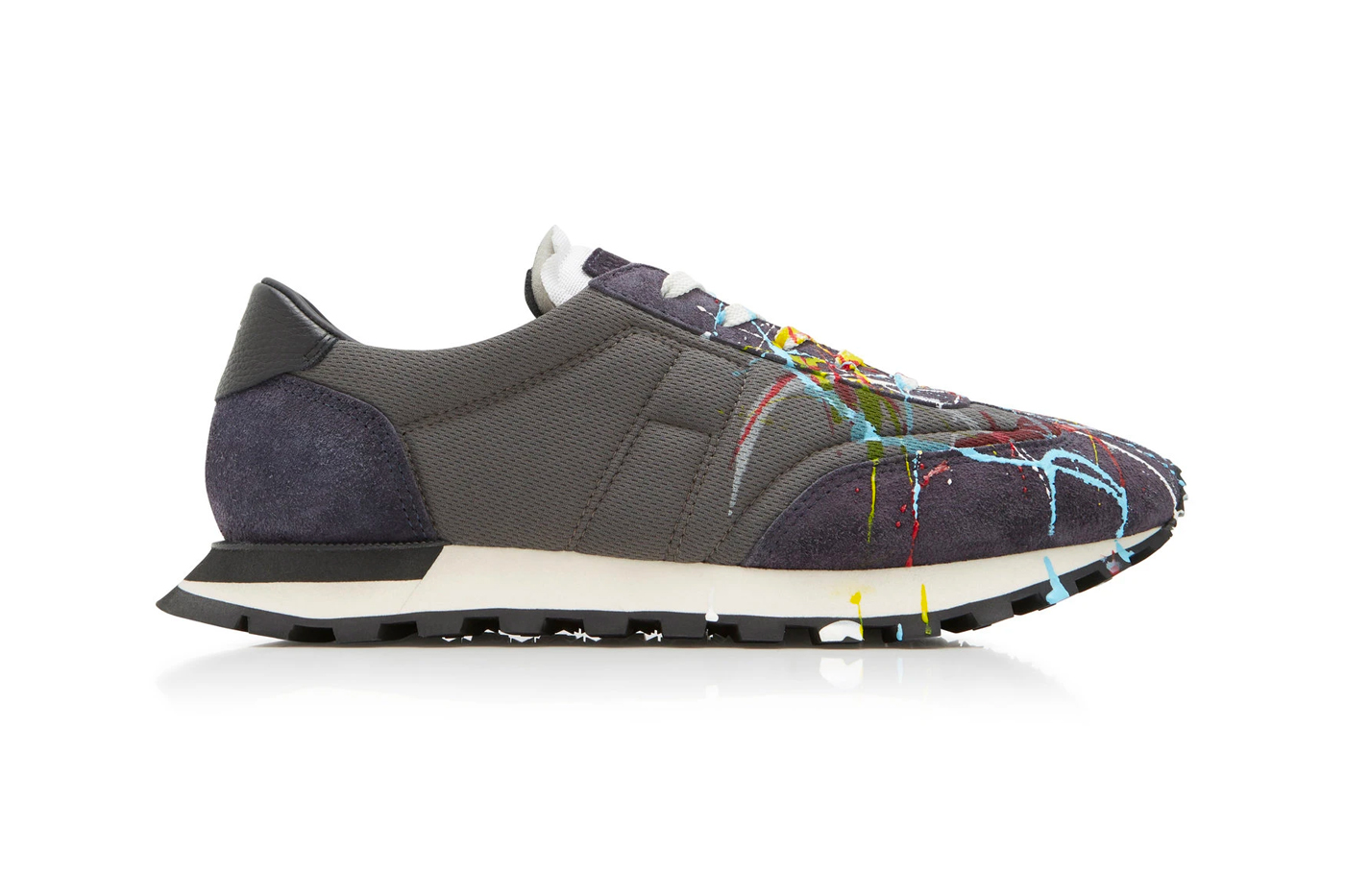 Maison Margiela Paint-Splattered Suede and Mesh Sneakers Release 