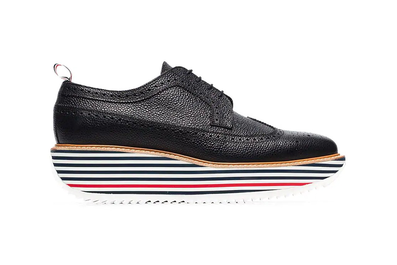 thom brown black chunky sole sneakers red white blue stripes spring summer 2019 
