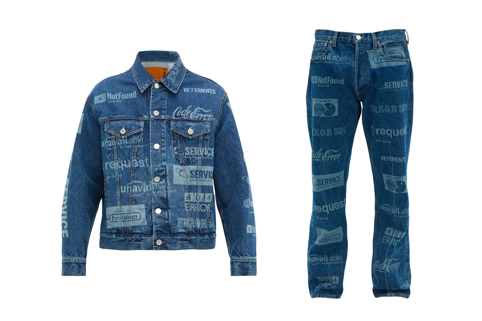 Vetements Error-Print Denim Jacket & Jeans Release