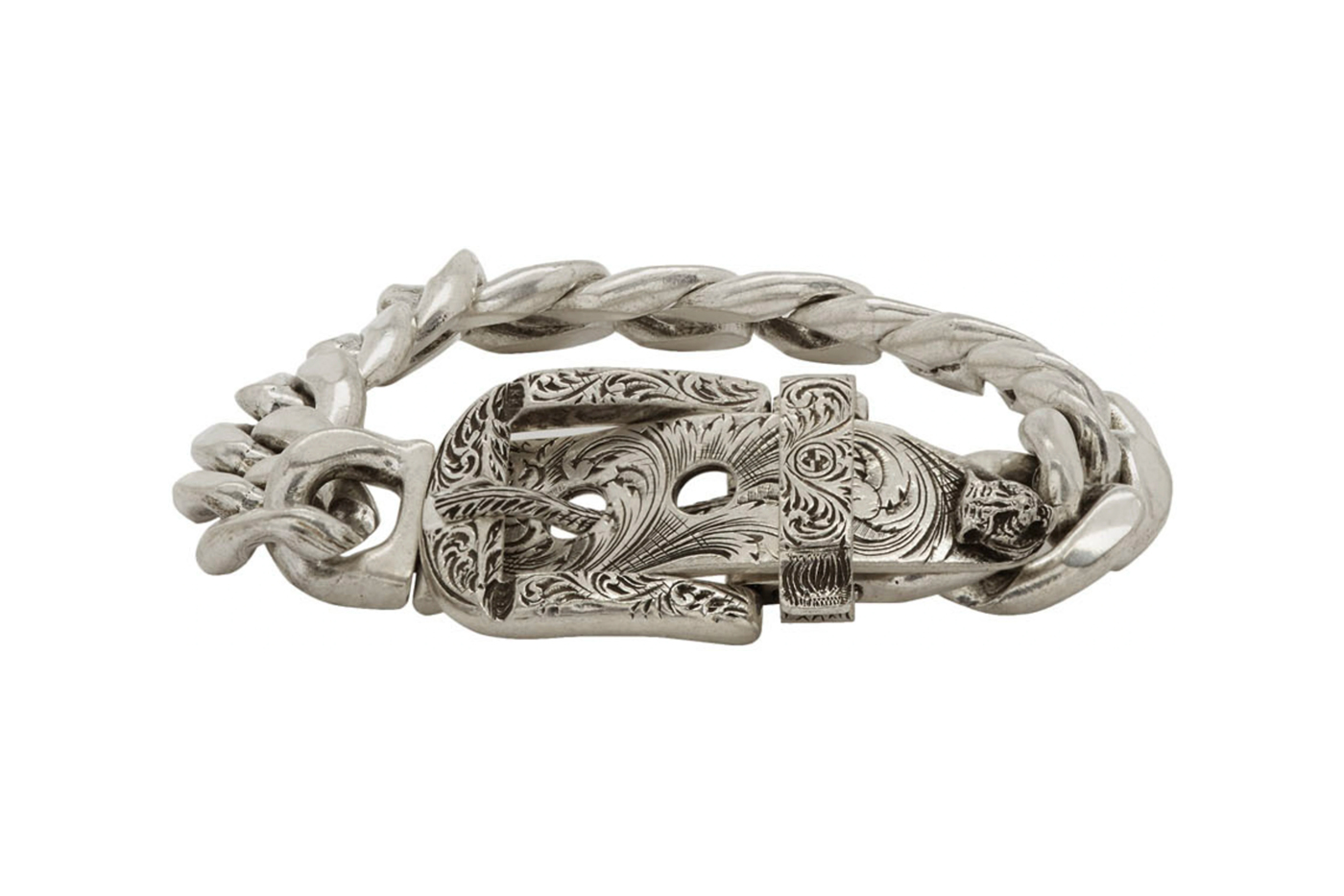 Gucci logo-plaque Engraved Chain Bracelet - Silver