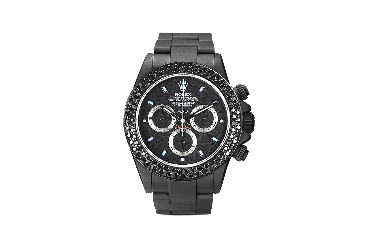MAD Paris Rolex Daytona Sapphire 40mm Watch Release Information $47049 USD Closer Look Luxury Timepiece Precious Gemstones Oyster Perpetual Chronometer DLC Coating 