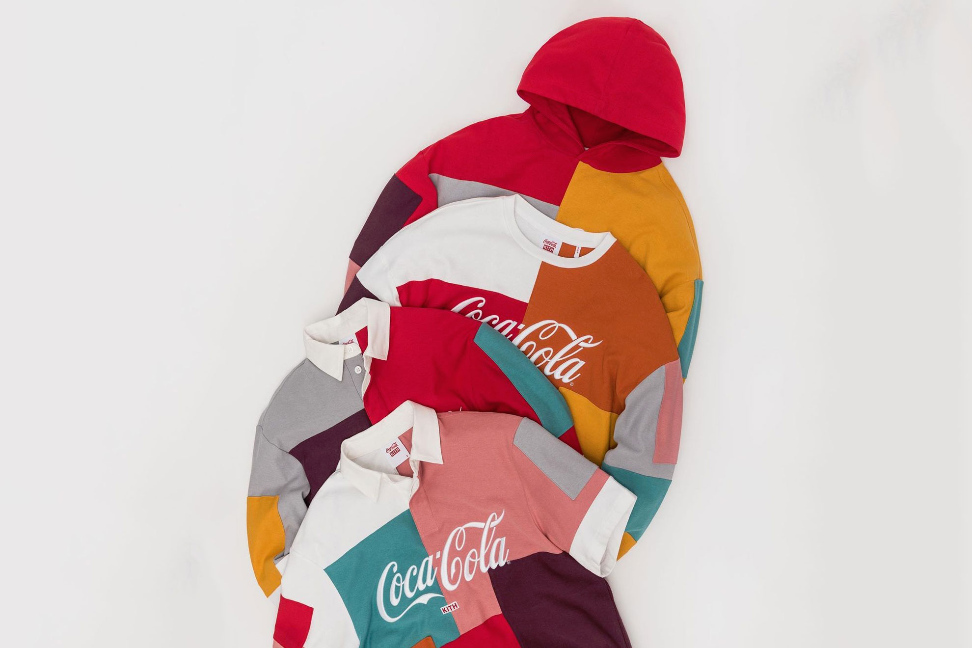 Ronnie Fieg Teases Hawaii-Themed Coca-Cola Collaborations bottles polo shirts colorblocked KITH surf contest hoodie crew neck soft drinks converse chuck 70