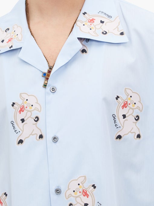 Gucci Embroidered Cotton Poplin Shirt