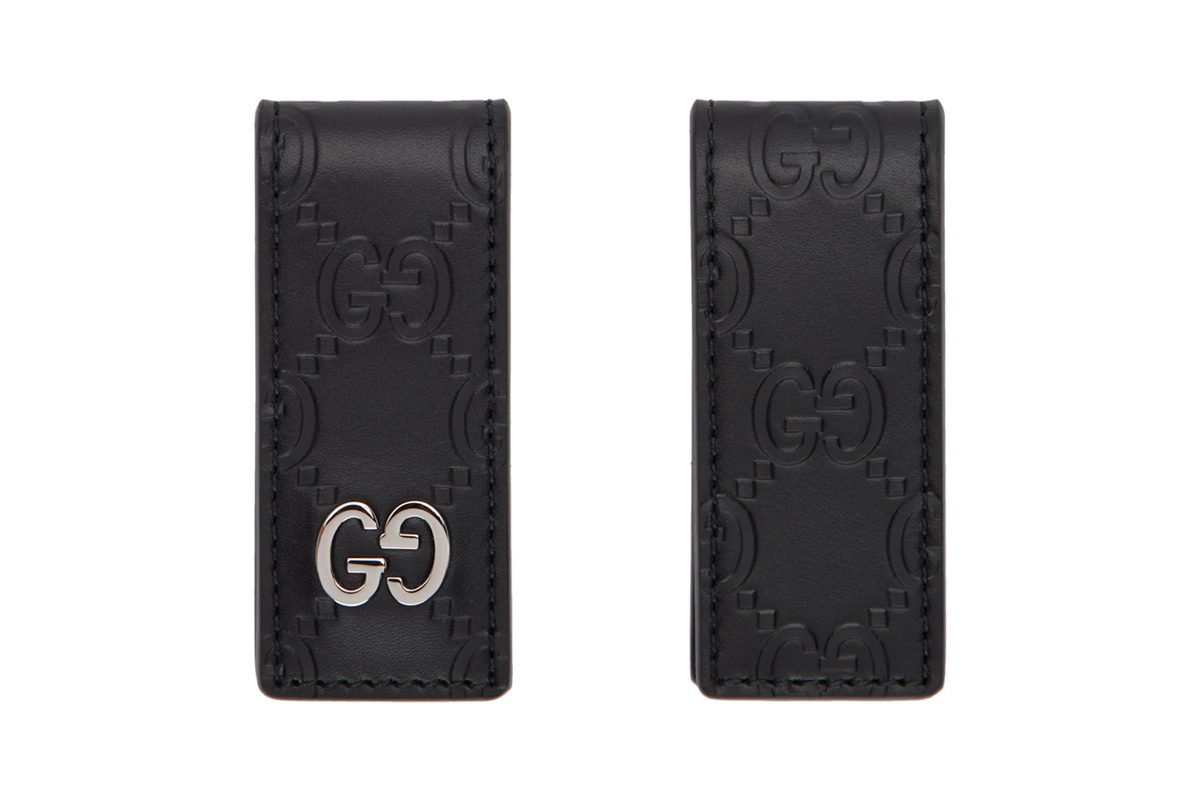 Gucci Leather Money Clip With Web in Black for Men