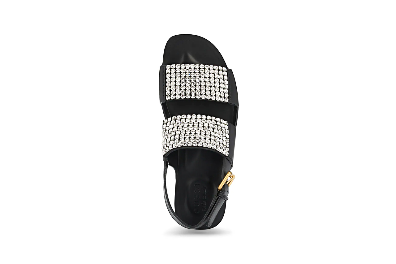 gucci Caballero Crystal Embellished Leather Sandals 