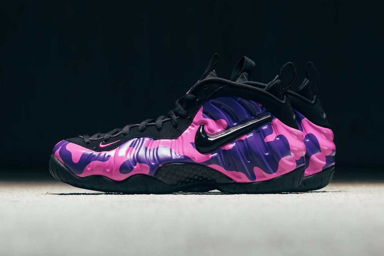 nike air foamposite pro black court purple style 624041-012 colorway release pink