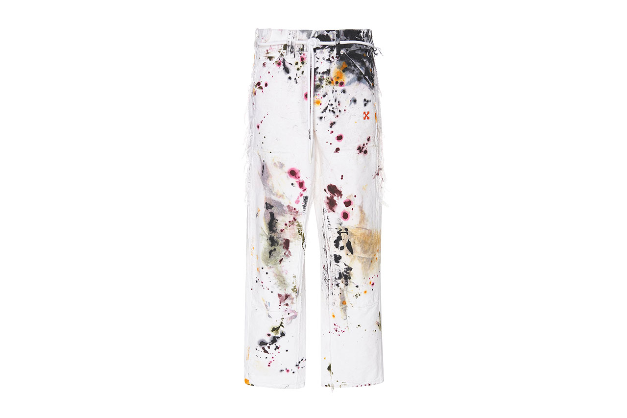 Off-White™ FW19 Painted Distressed White Straight Leg Jeans