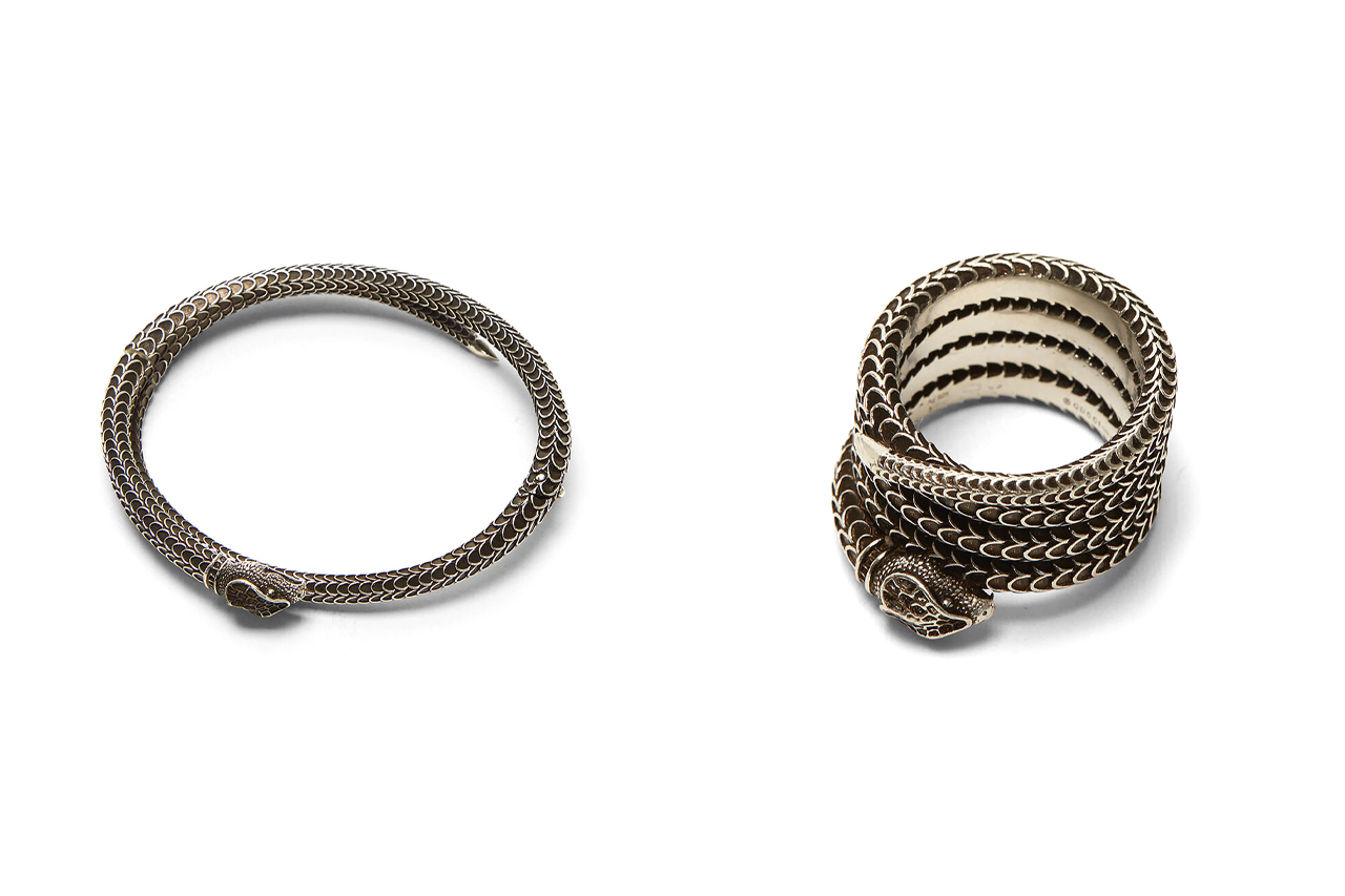 Gucci Garden Sterling Silver Snake Cuff Bracelet & Ring