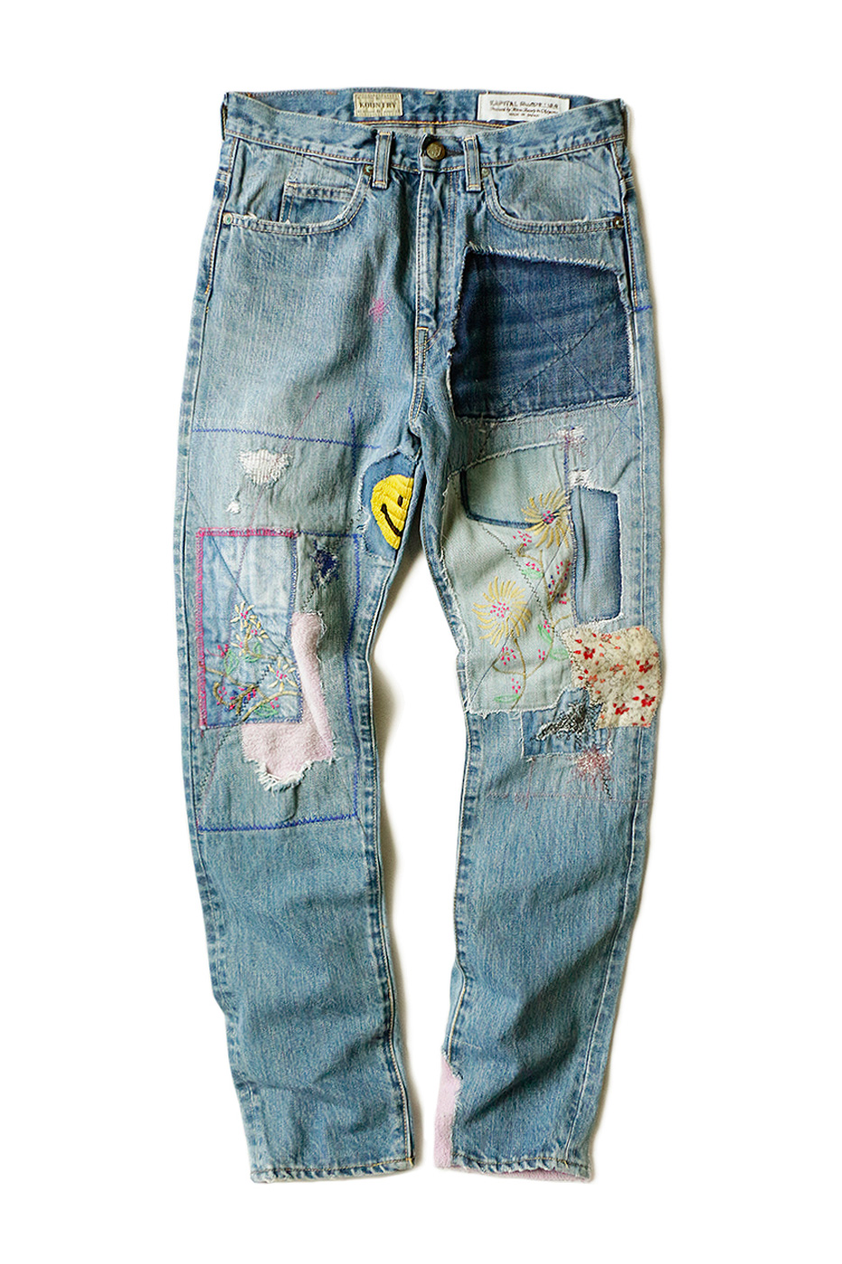 jeans with african print patches