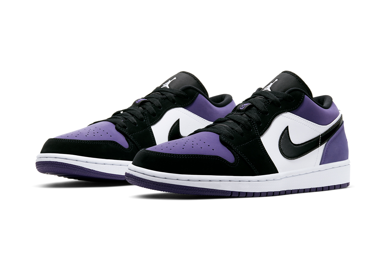 purple and white low top ones