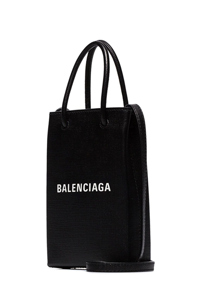 Balenciaga Shopping Phone Holder Grey in Calfskin  US