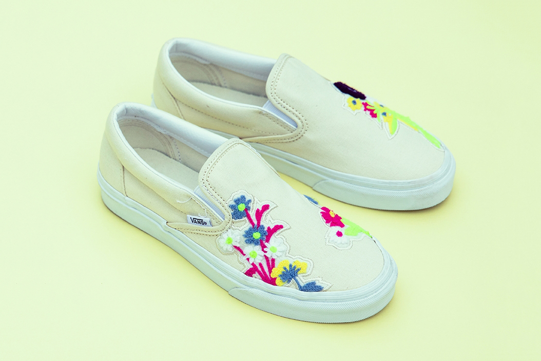 white vans with flowers