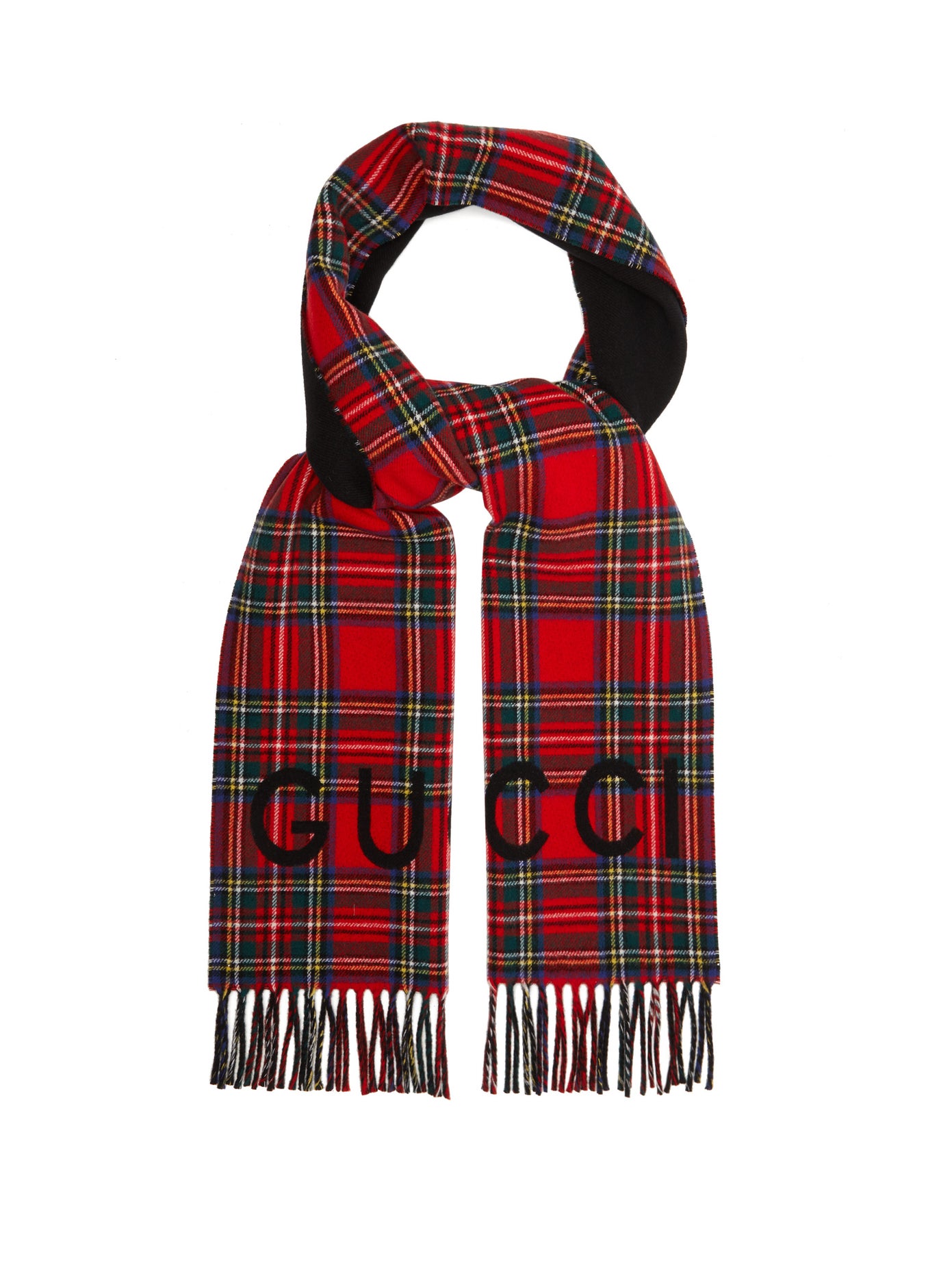 Gucci Red Logo-jacquard Tartan Wool-blend Scarf | Drops | Hypebeast