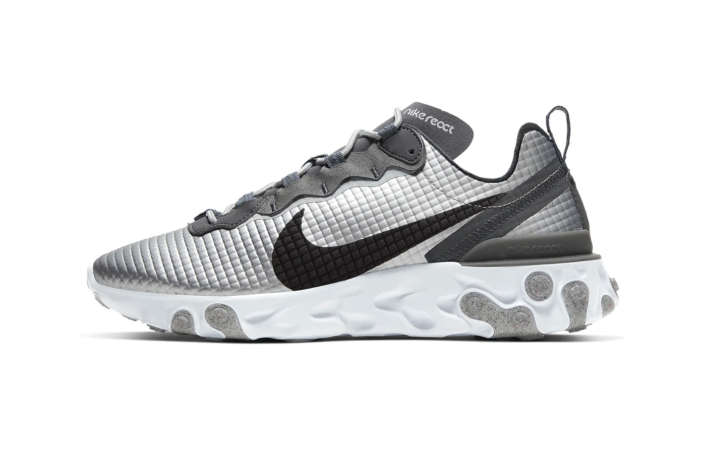 capturar Acurrucarse Cumbre Nike React Element 55 "Silver" & "Black" Quilted Grid Release | Hypebeast
