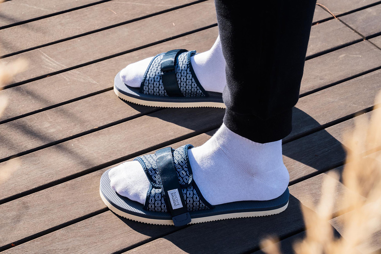 suicoke overtime padri sandals collaboration release date november 2015 red blue neoprene upper o logo co branded velcro straps eva footbed 