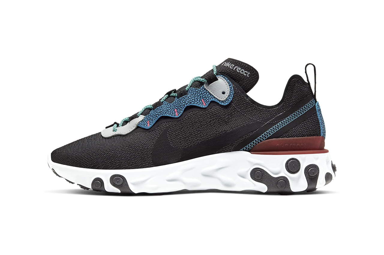nike react element 55 blue and black