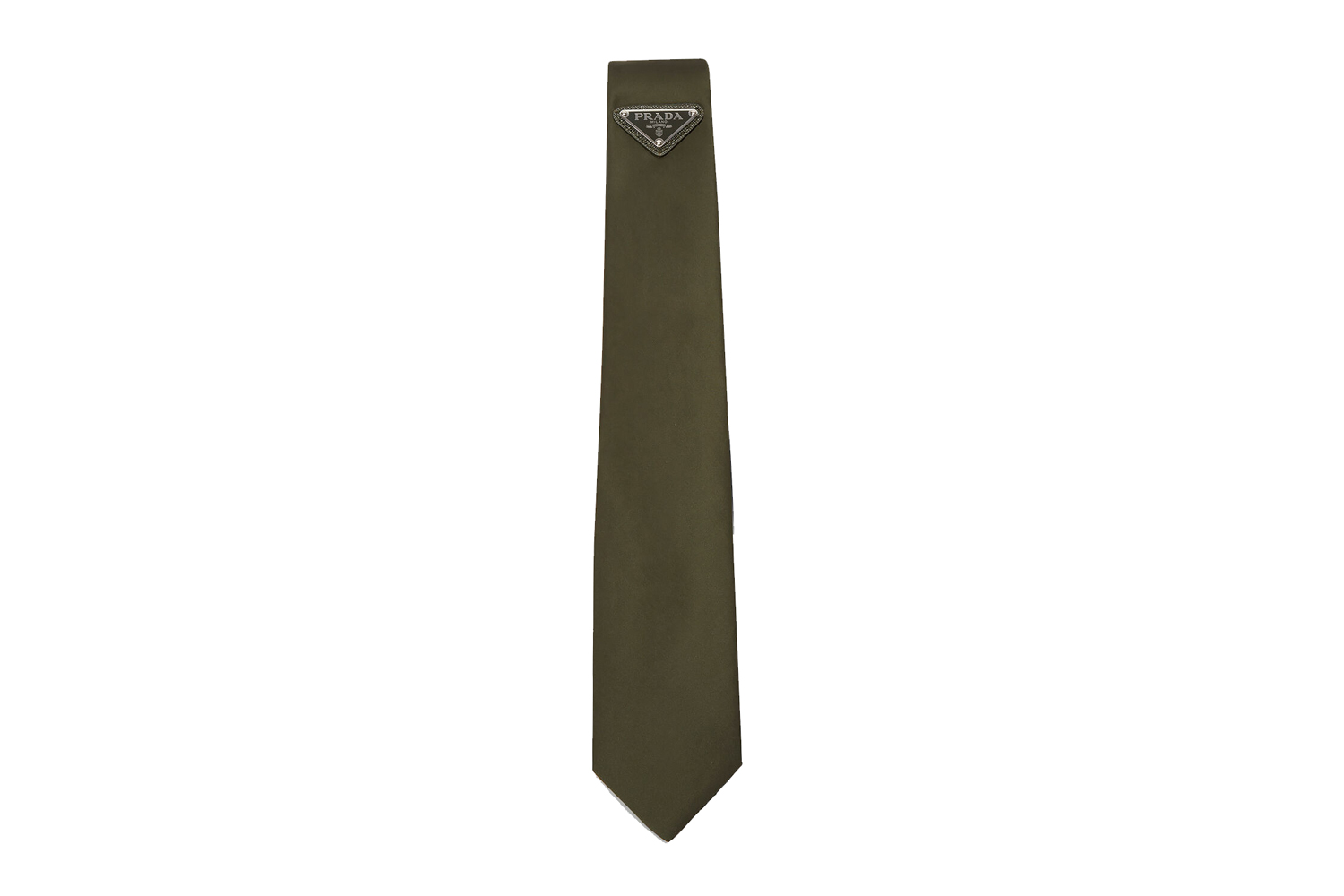 Prada Gabardine Nylon Triangle Logo Tie in Green