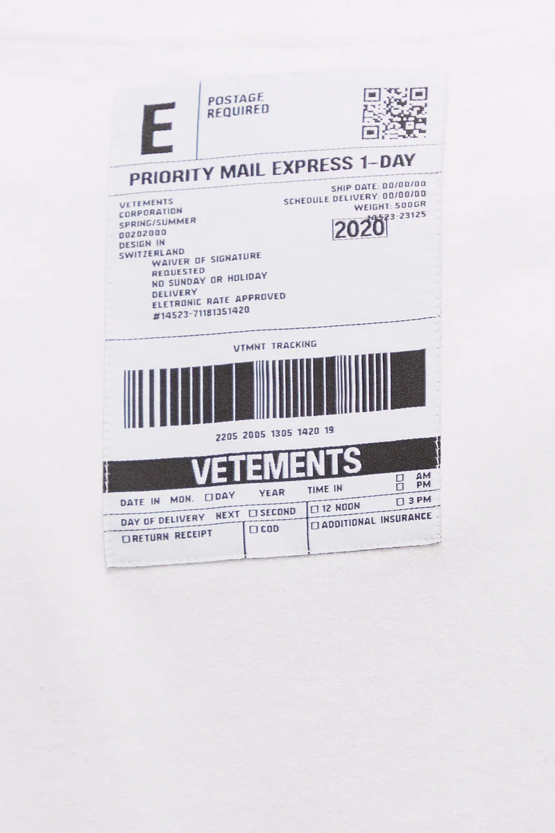 Vetements Black/White Logo Patch Cotton T-shirt | Drops | HYPEBEAST