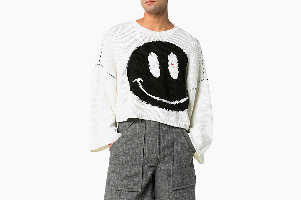 Raf Simons Black Smiley Intarsia Knit Sweaters | HYPEBEAST