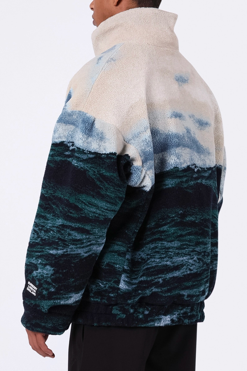 Sea Landscape Print Fleece Jacket 
