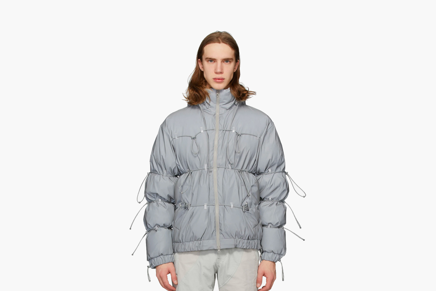 SSENSE Exclusive POST ARCHIVE FACTION Down Reflective String Jacket ...