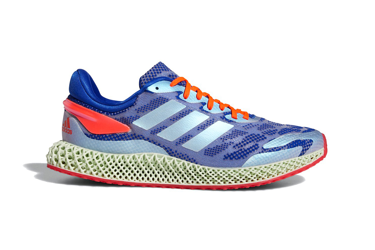 adidas 4d run 1.0 glow blue white solar red primeknit 3d-printed digital light synthesis performance details release info comfort cushioning