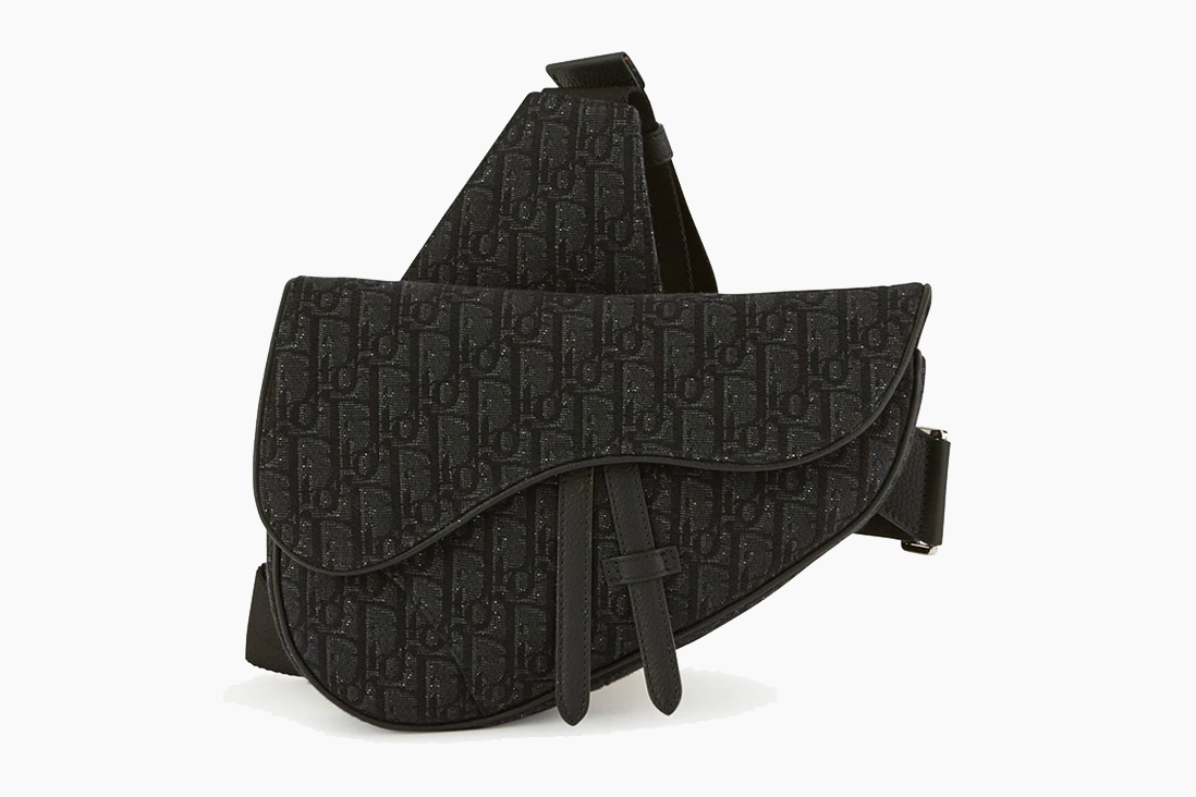 Dior Saddle Bag Oblique Jacquard Black in Jacquard Canvas with Silver-tone  - US